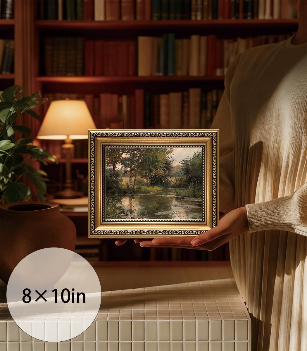 Gold Framed Wall Art Lake Landscape Wall Decor 8x10in