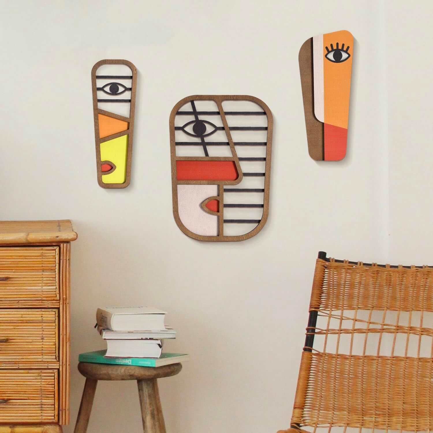Abstract Wood Picasso Wall Art Decor – Modern Minimalism Mask Home Wall Decor