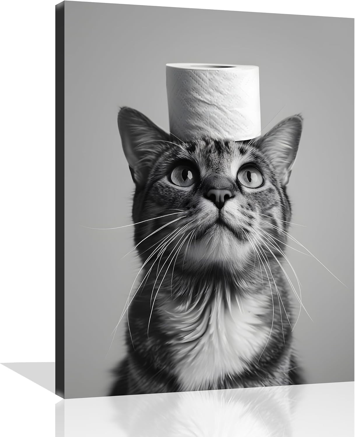 Cat Bathroom Canvas Wall Art Funny Animal Bathroom Wall Art Cat Toilet Paper …
