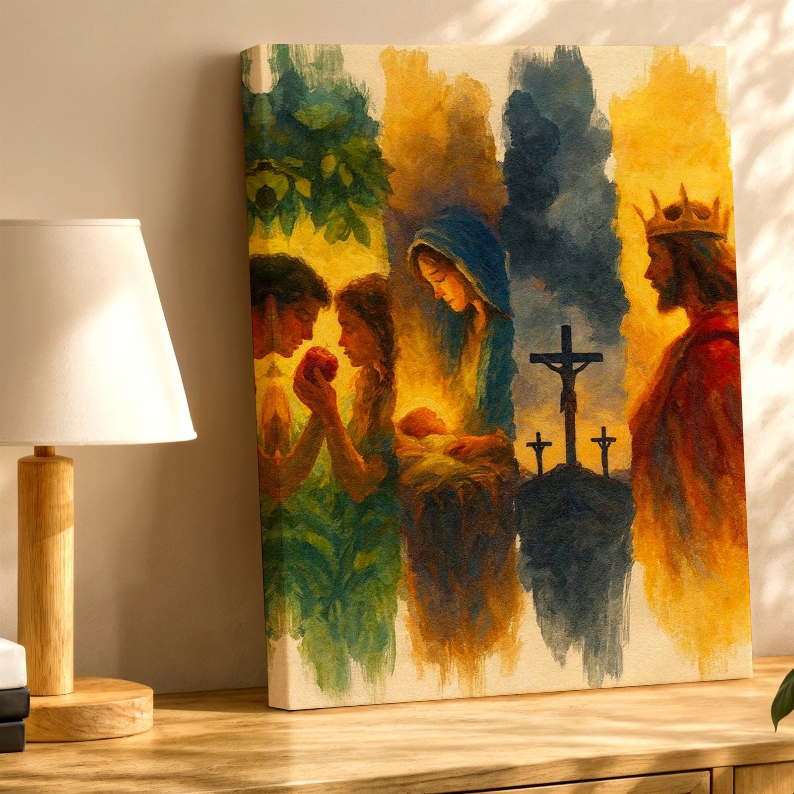 Wall Art Christian Biblical Canvas Print Jesus Crown Mary Nativity Crucifixion