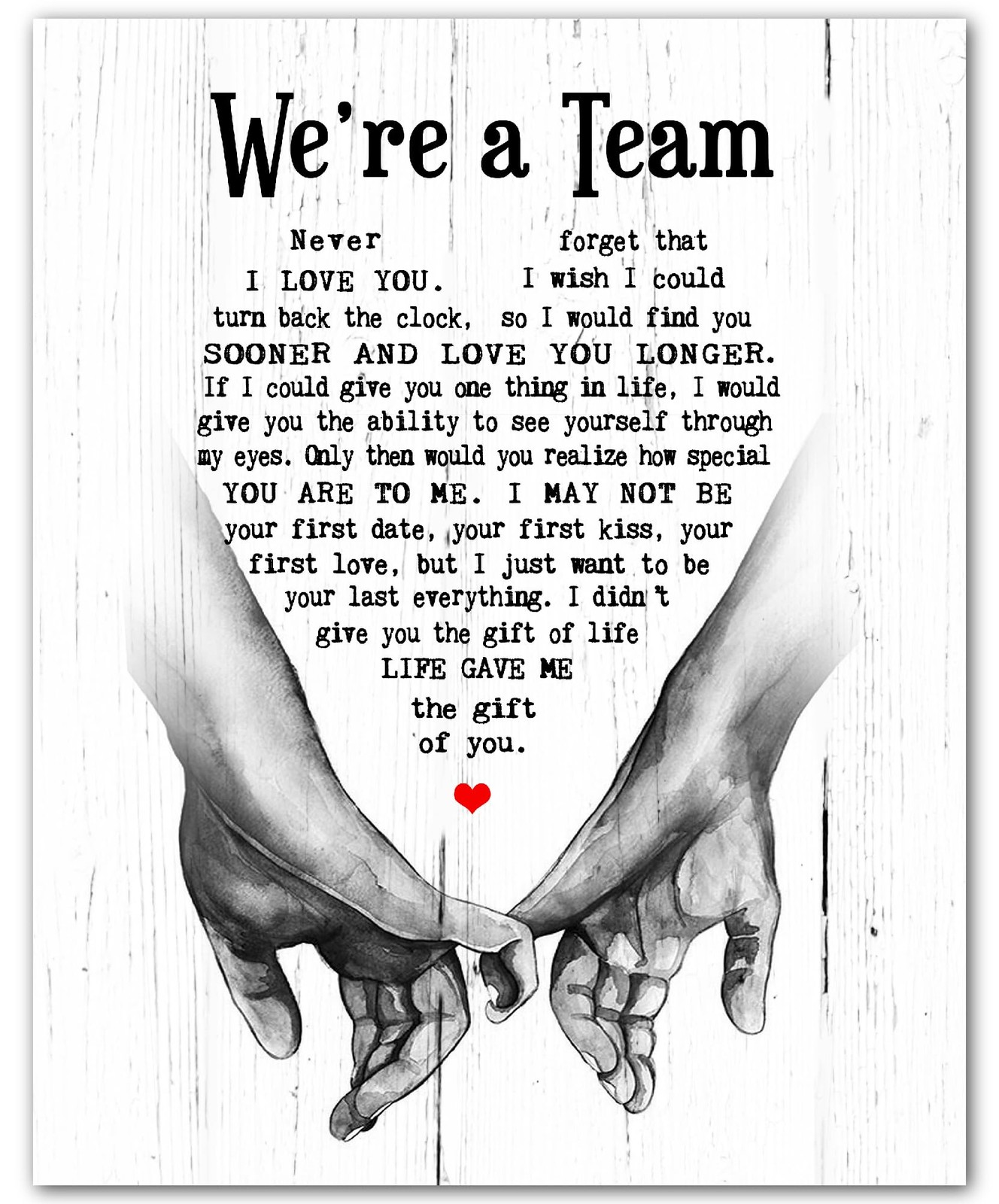 AMERICAN LUXURY GIFTS We’re A Team Wedding Vows Wall Art 10″L x 8″W, Unframed