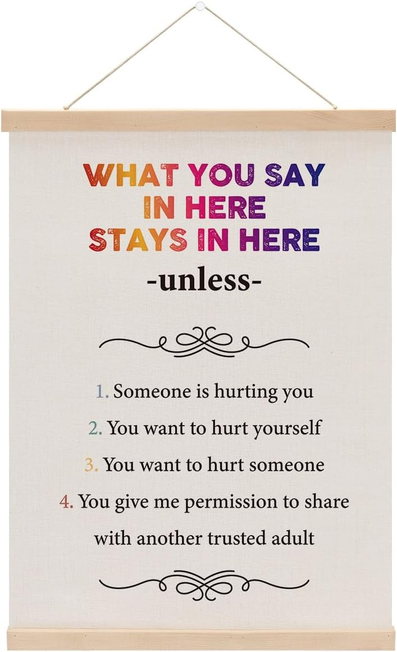 Therapy Office Decor, Canvas Poster Wood Hanger, Mental Health Poster, Therapist