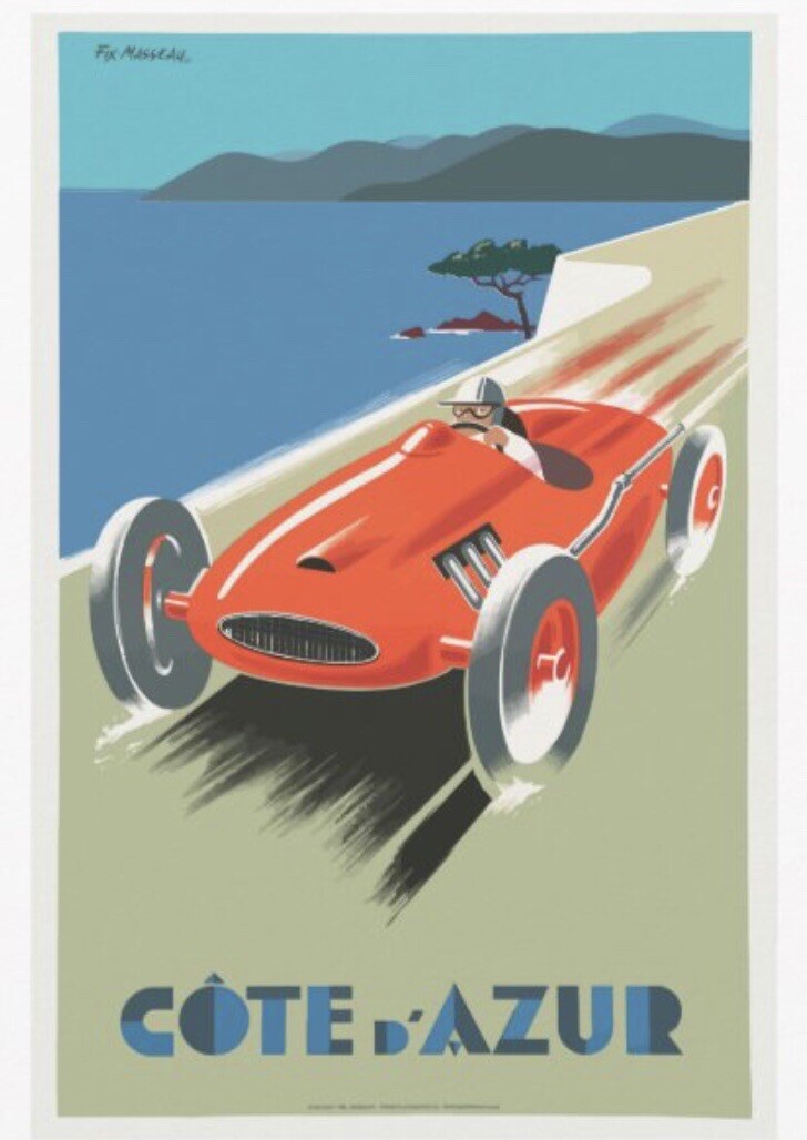 Cote d’Azur French Vintage Race Car Art Wall Indoor Room Poster, Poster 50×70 cm