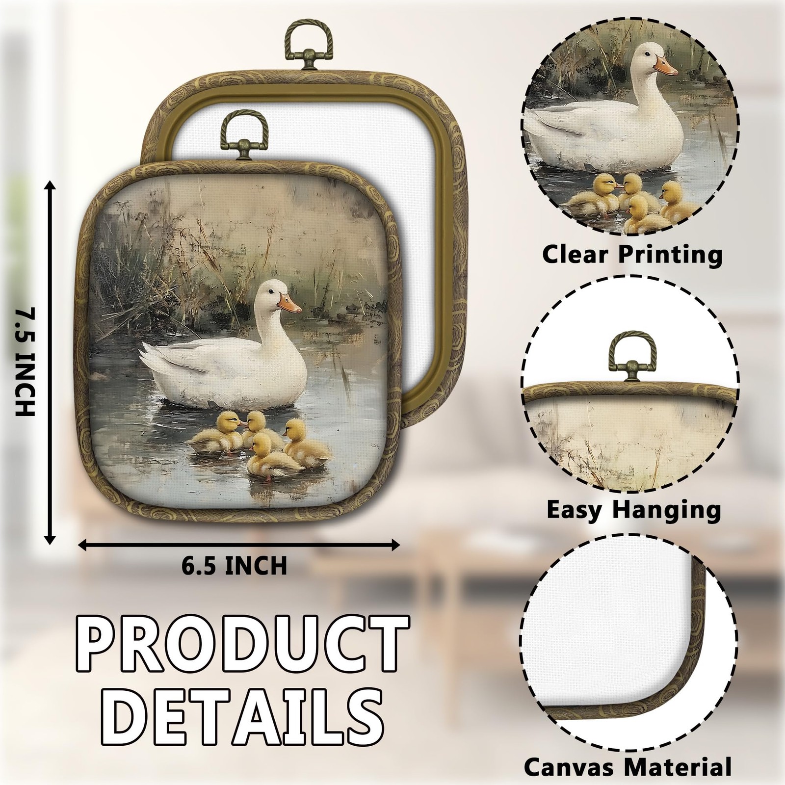 Duck Canvas Wall Art Decor, Rustic Retro Ducks Countryside Wall Decor, Vintag…