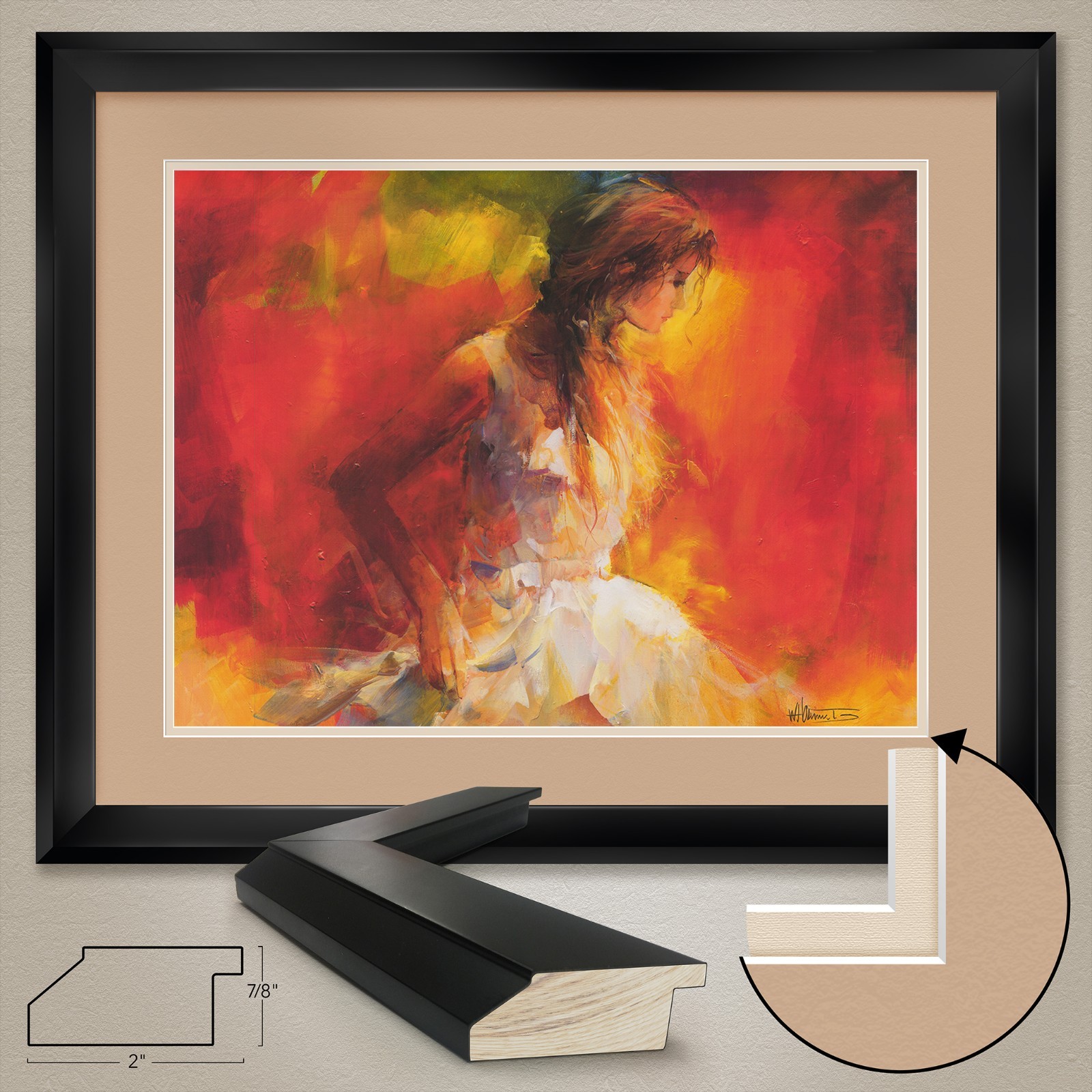40W»x32H»: YOUNG GIRL by WILLEM HAENRAETS – DOUBLE MATTE, GLASS and FRAME