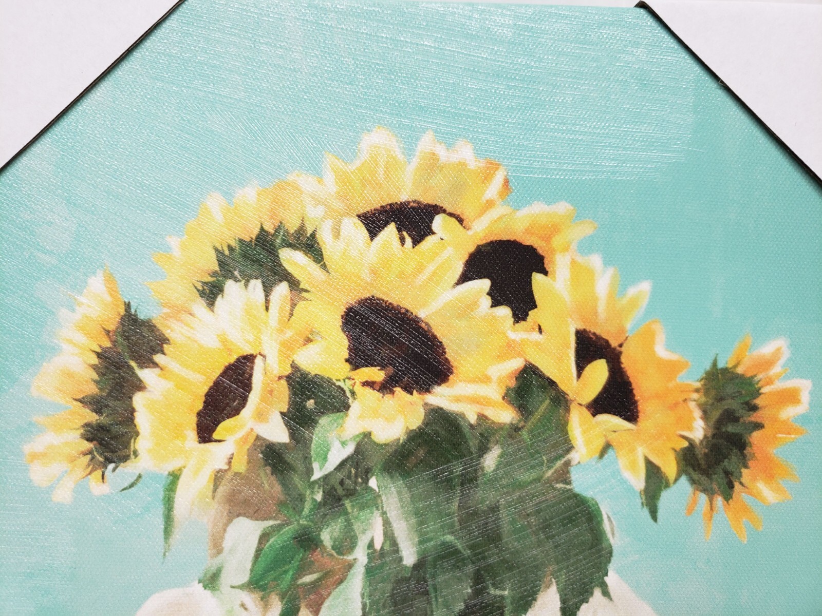 1 KITCHEN CANVAS WALL FRAME,10″ x 8″, SUNFLOWERS BOUQUET IN THE HANDS, HL