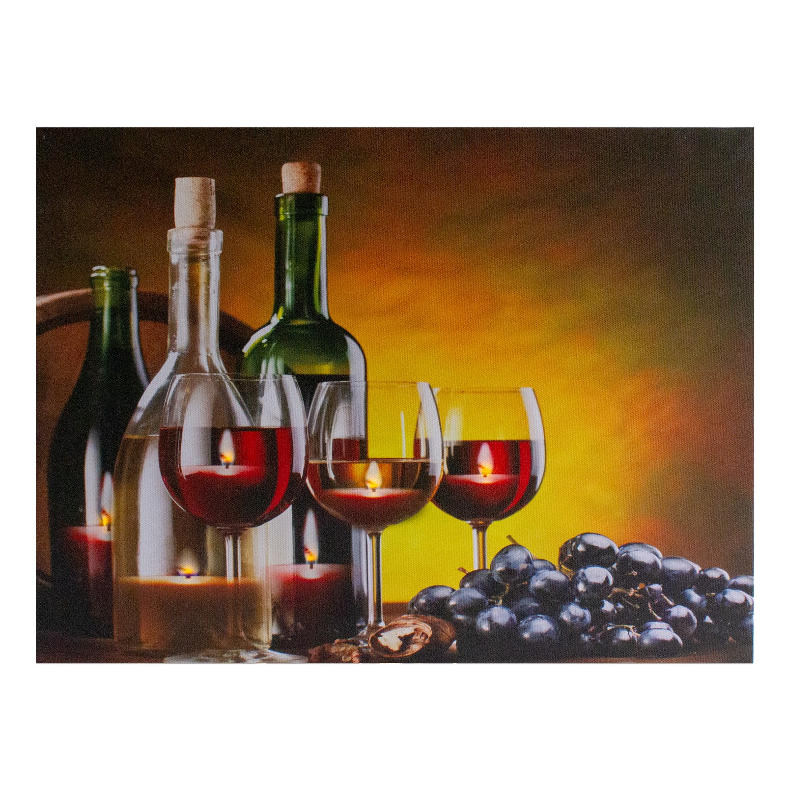 Northlight LED Flickering Wine Grapes Candles Canvas Wall Art 11.75″ x 15.75″