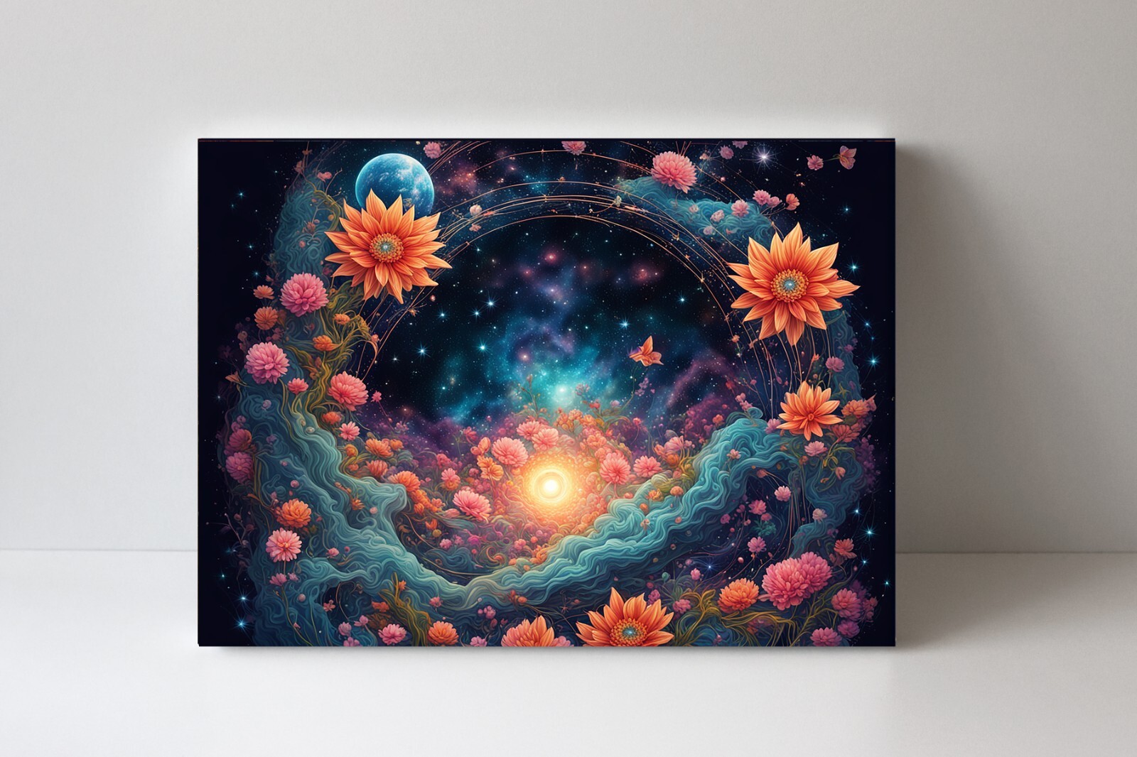 20×16 Floral Horizon Canvas Print Wall Art