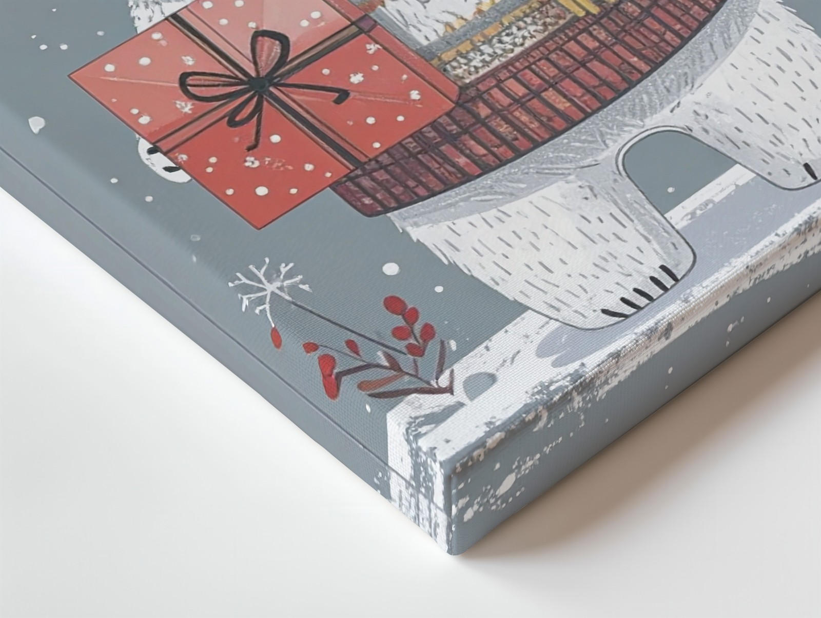 Cozy Polar Bear Gift Canvaswinter Holiday Wall Art