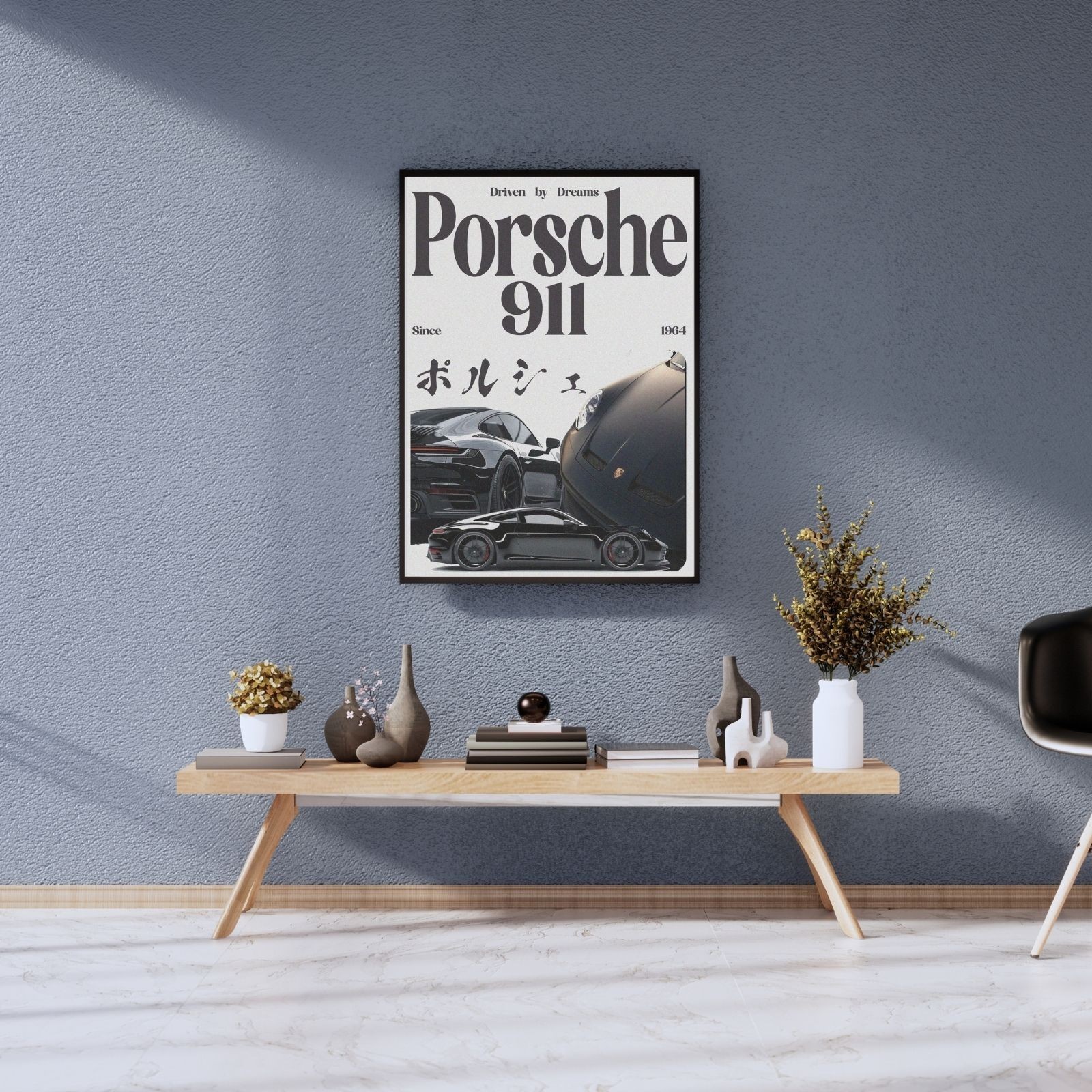 Porsche 911 Poster, JDM Style Japanese Car Art, Sports Garage Wall Decor