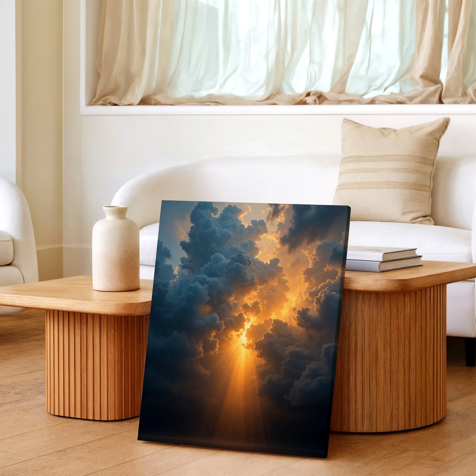Wall Art Dramatic Storm Clouds Sun Rays Sky Canvas Print Heavenly Landscape