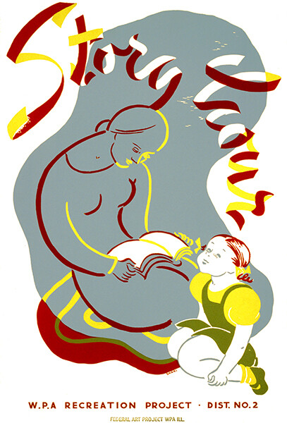 Story Hour – Reading Book – 1936 – WPA Poster