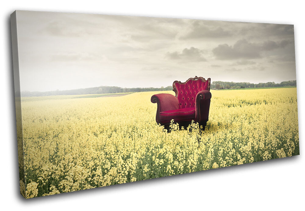 Retro Chair Field Abstract Vintage SINGLE CANVAS WALL ART Picture Print