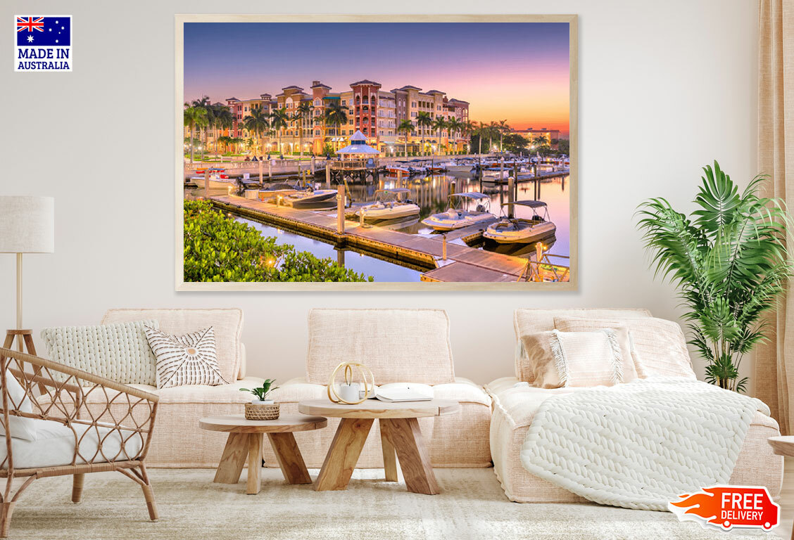 (Laminated) Naples, Florida, Usa Town Skyline View Sunset 91x61cm