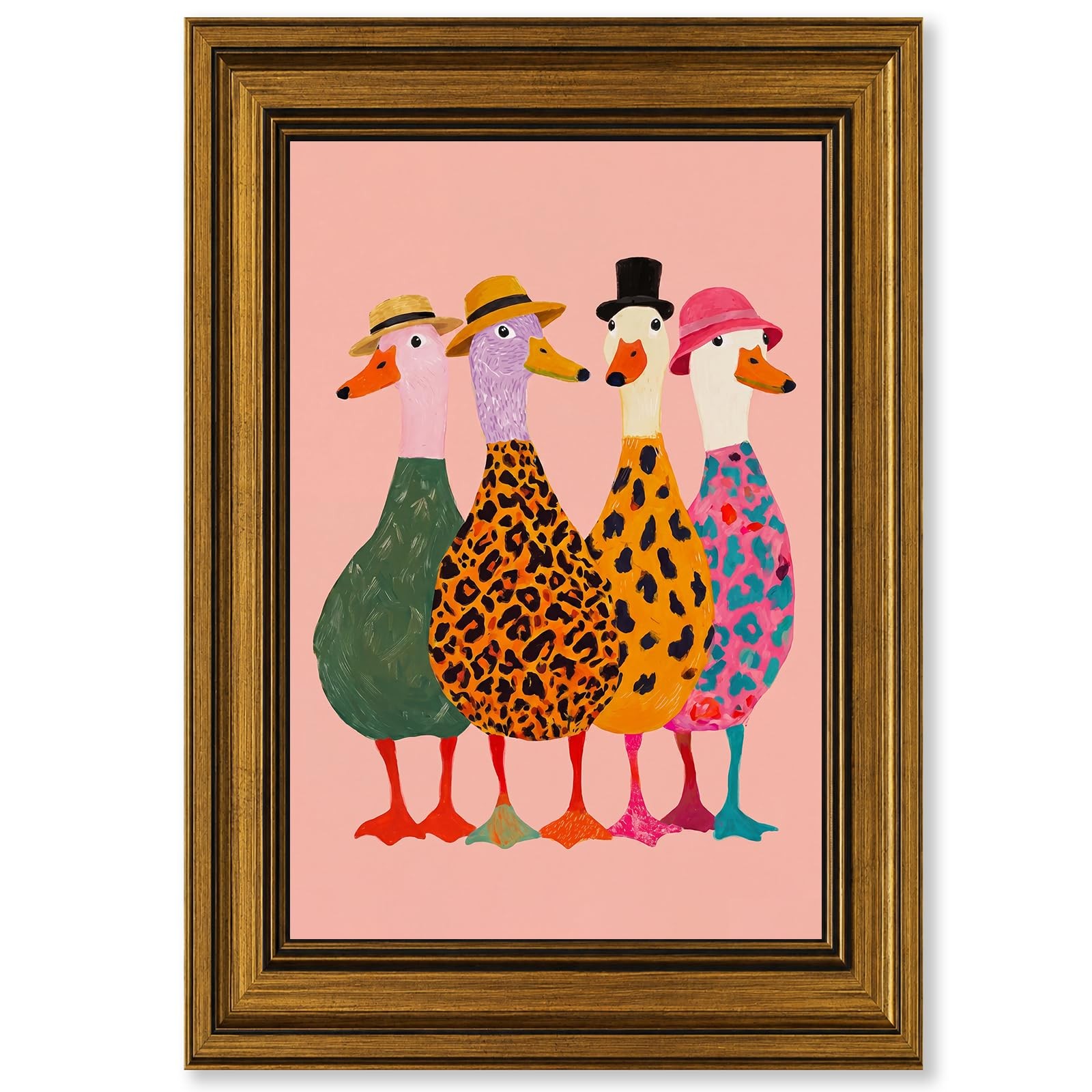 Modern Dopamine Canvas Prints Cute Whimsical Animal Wall Art Funky Colorful A…
