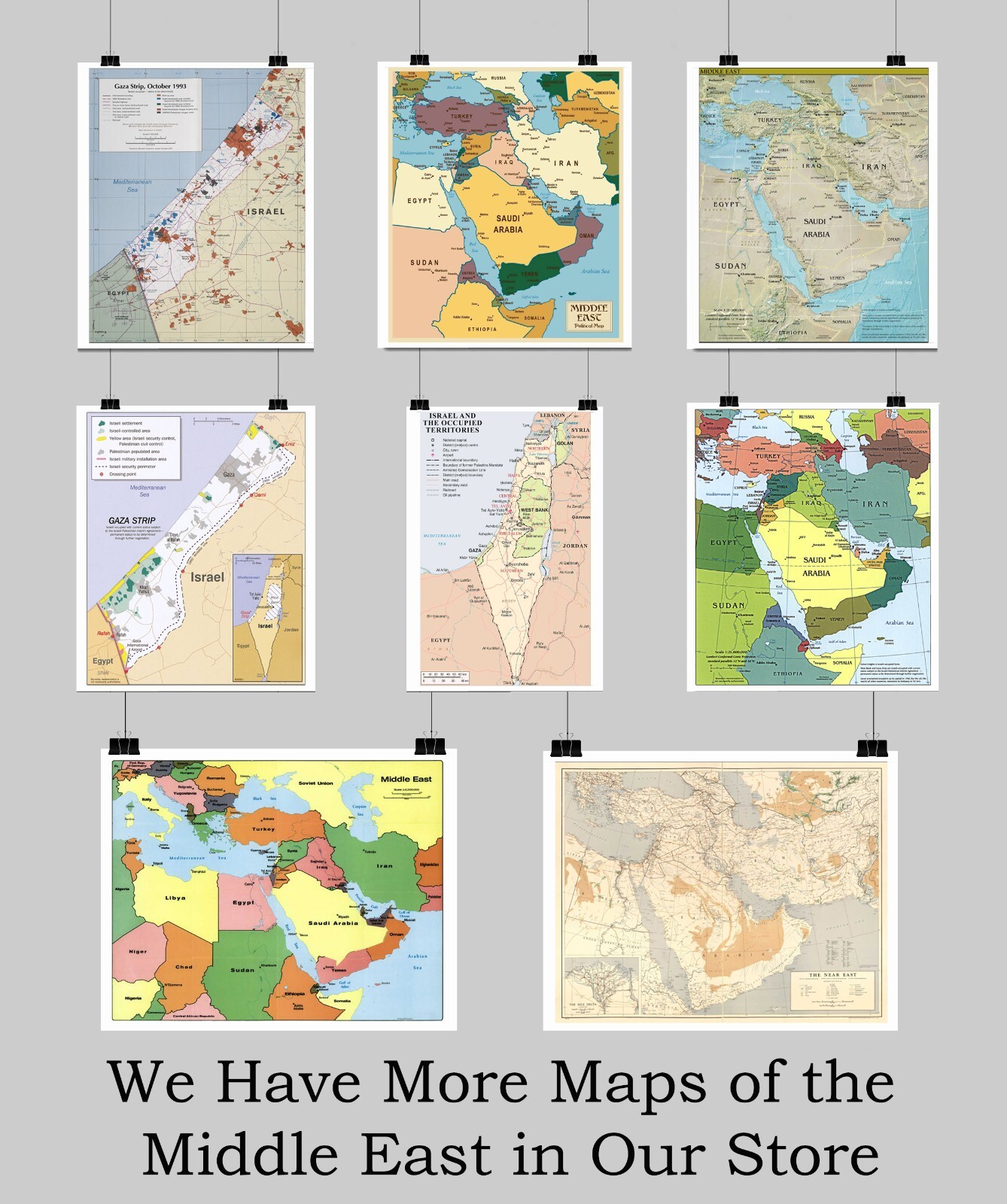Middle East Map Lebanon Israel Palestine West Bank Syria Iraq Homeschool Poster