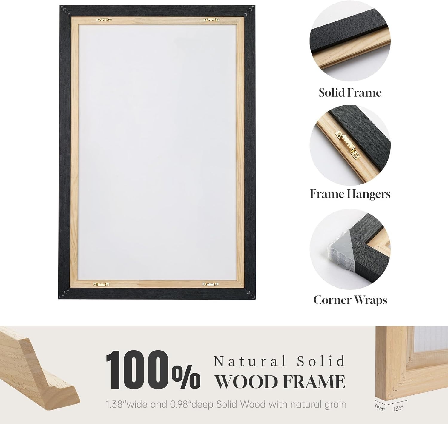 Large Framed Black and White Gray Abstract Wall Art, Set of 3 Piece Modern Ca…