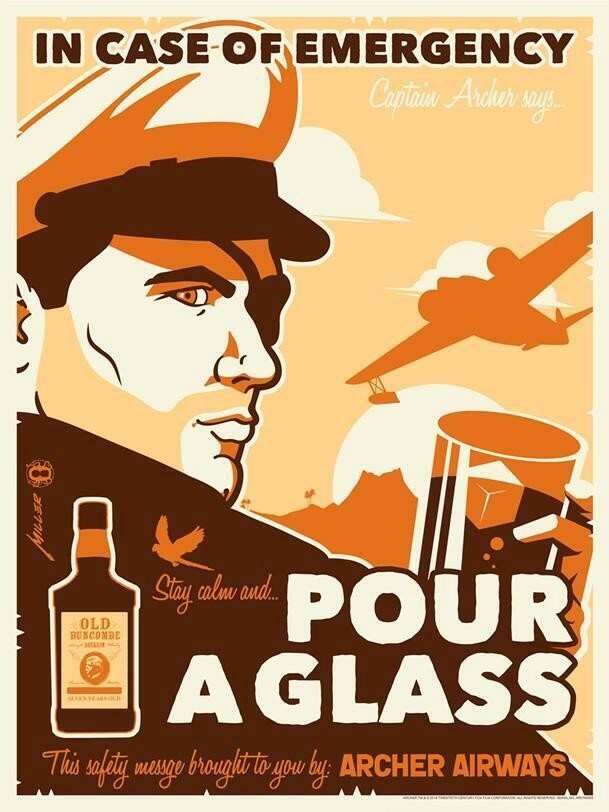 Archer «Archer Airways» Pour A Glass Limited Edition Print (Only 200 Made)