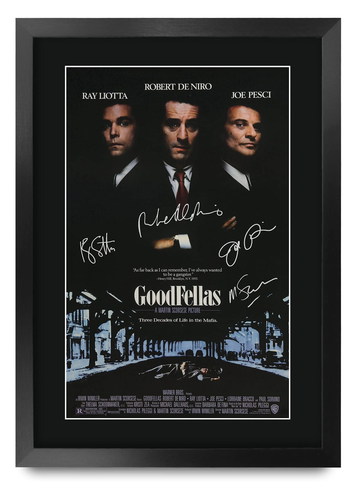 Goodfellas Movie Poster The Cast Signed 16 x 12 inch Framed Gift Printed Auto…