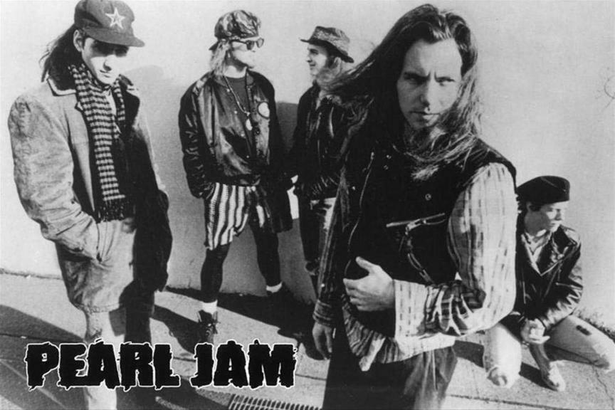 Pearl Jam Poster Group Street Black & White Size: 36″ x 24″ Music Art Print, New