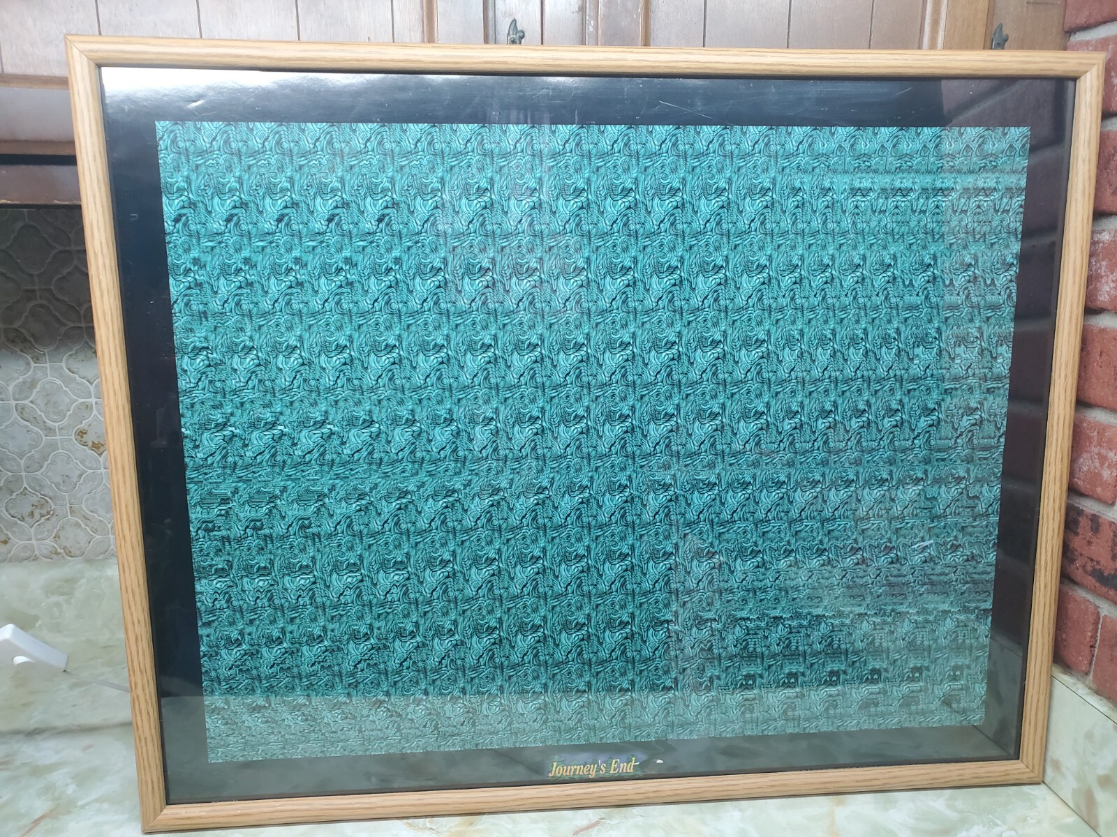 Vintage 1990s «JOURNEYS END» Magic Eye 3D Poster Print 29×23 In Frame. Eagle