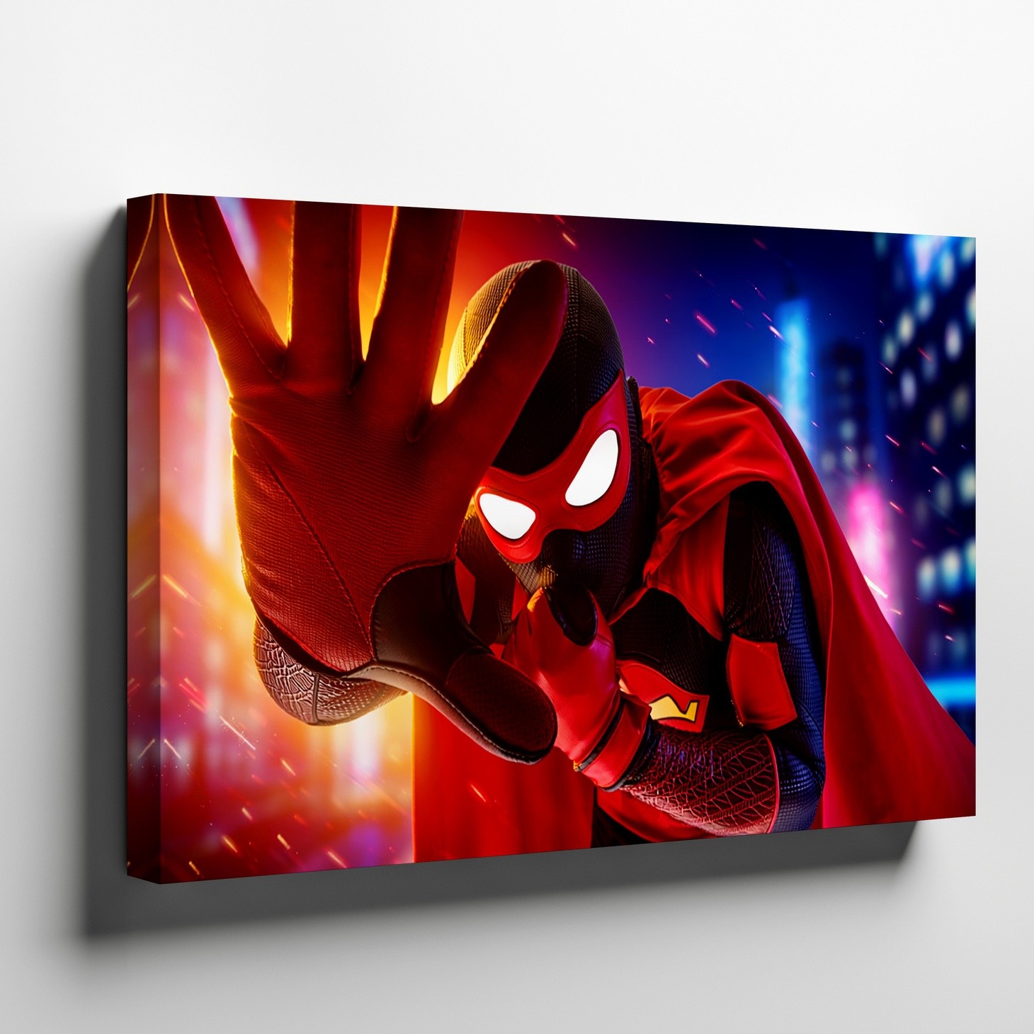 Red and Black Superhero with Glowing Eyes Canvas Wall Art Print Decor Wall Decor