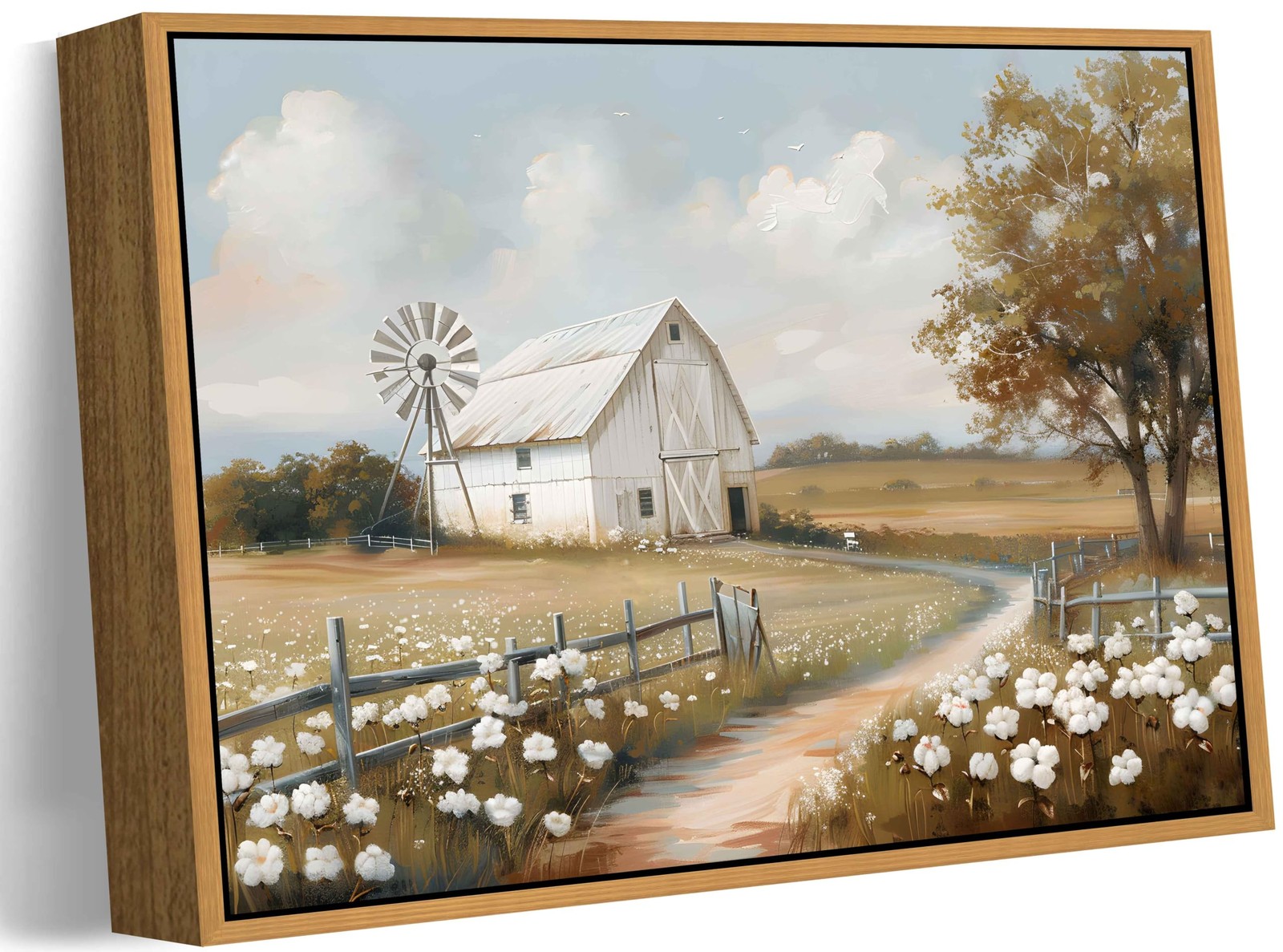 Framed Barn Canvas Wall Art Farmhouse Rustic Decor Pictures 24″L x 16″W, barn