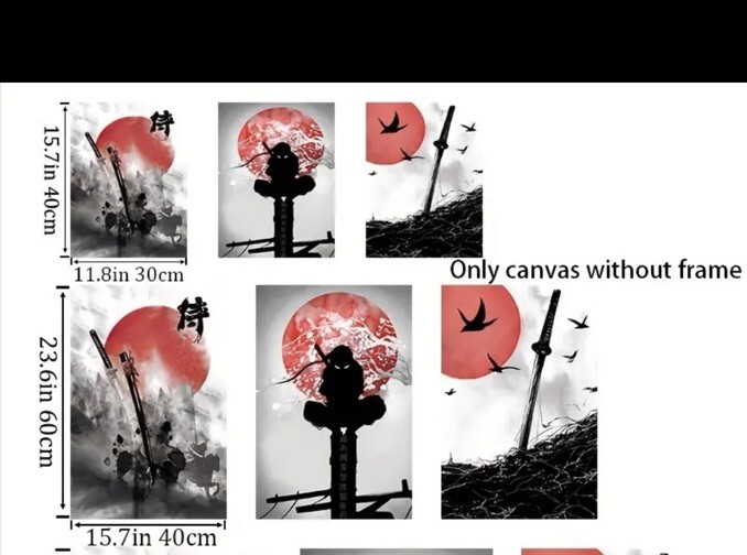 3 Pc Set! Ninja Sasuke Genjutsu Canvas Art Anime. 16 x 24 Inches.