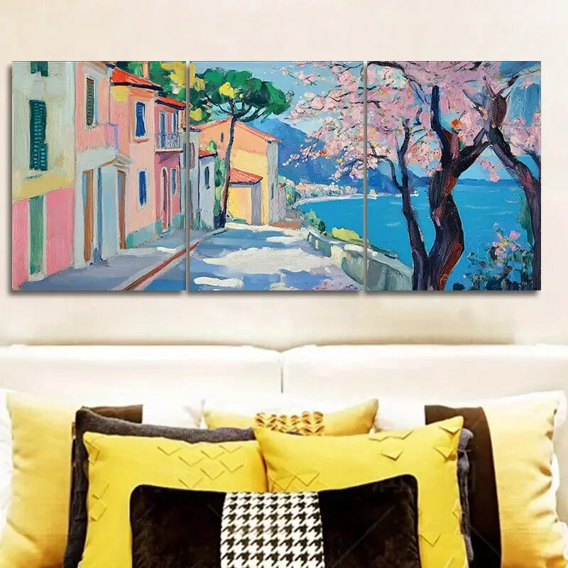 3pcs The cherry blossoms open. (5) f Wall Art Canvas Unframed/Framed