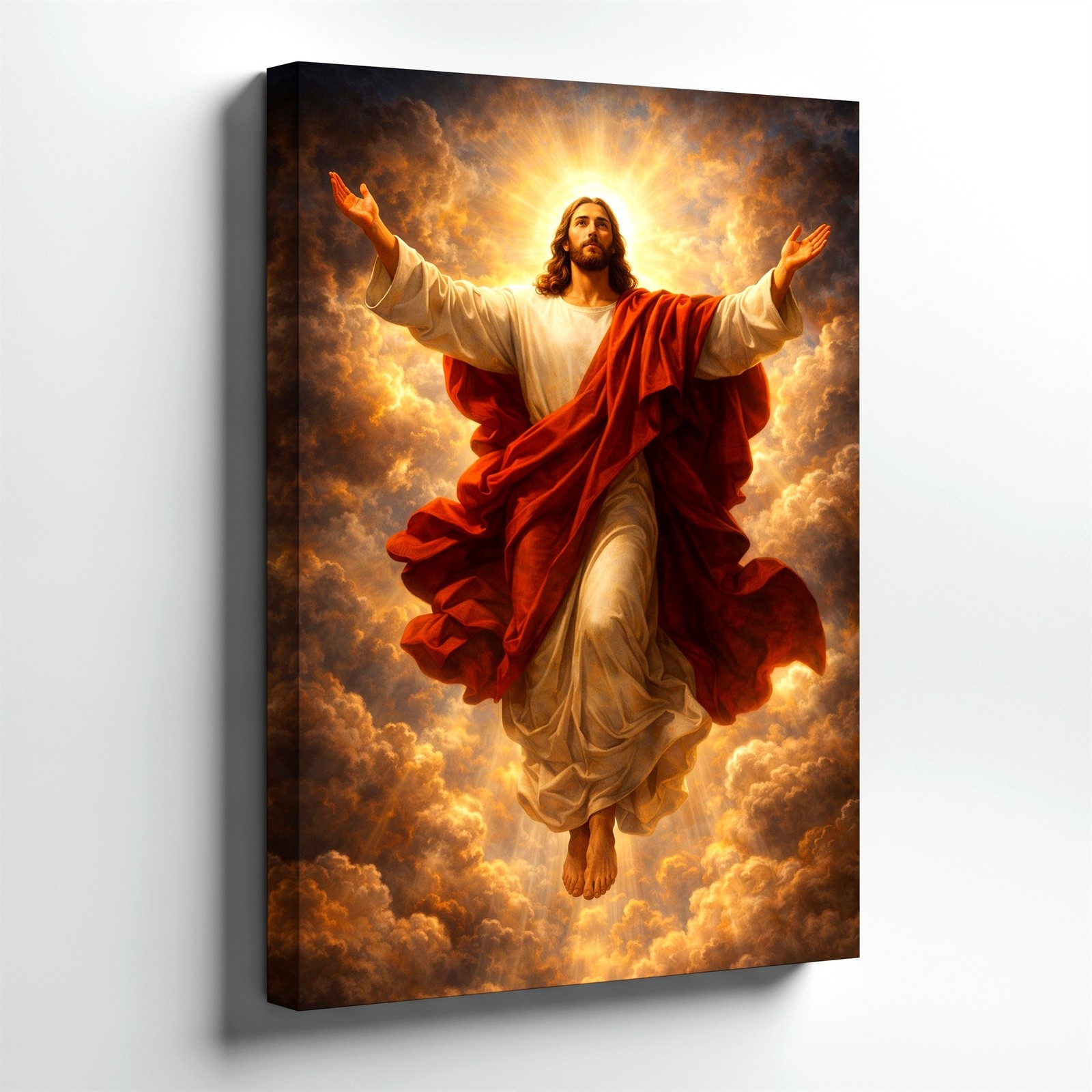 Wall Art Jesus Christ Ascension Religious Canvas Print Heavenly Clouds Decor