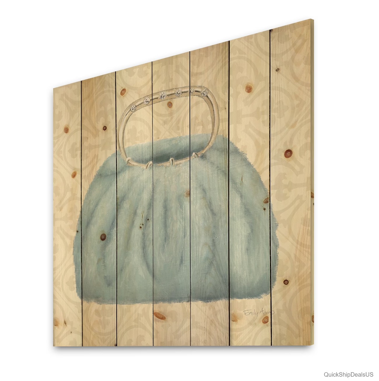Blue Shabby Chic Wood Wall Art 30×30 Natural Pine Framed Print Hanging Kit