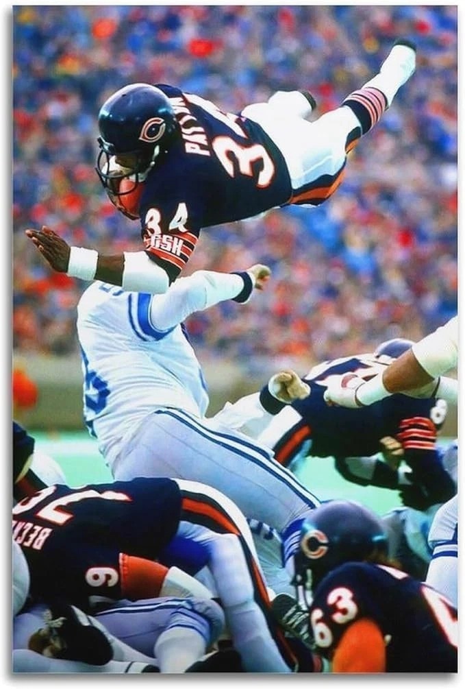 Walter Payton Rugby Legend Poster, Chicago Football NFL Wall Art