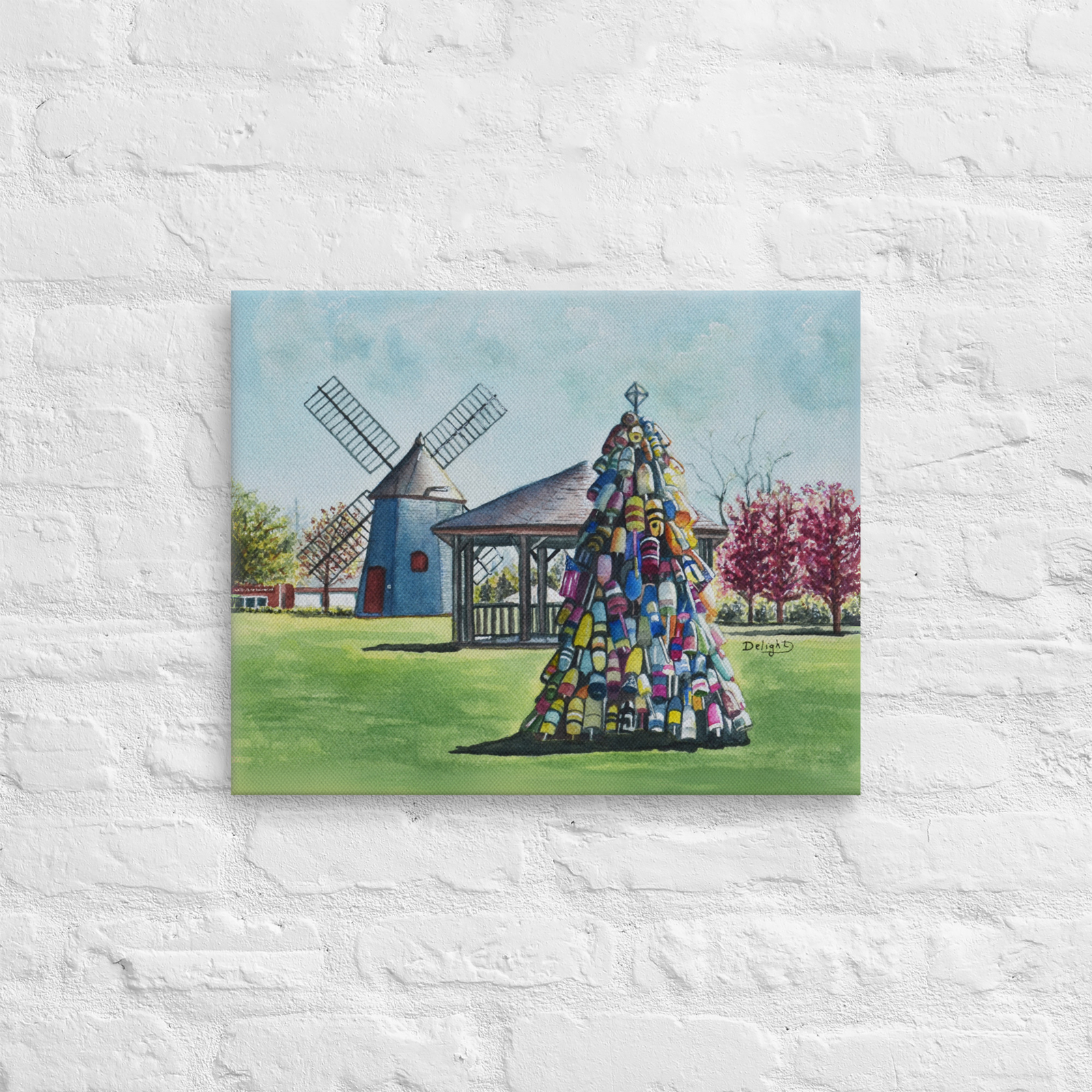 Eastham MA Cape Cod Art Canvas – Windmill, Pavilion, Buoy Tree, Cherry Blossoms