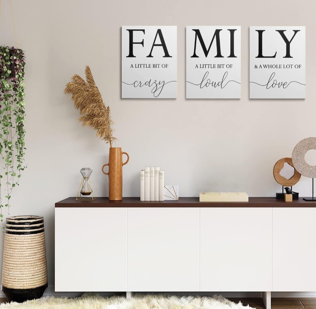 GUBIYU Home Family Wall Decor, Wall Art for Living Room Set of 3 Inspirationa…