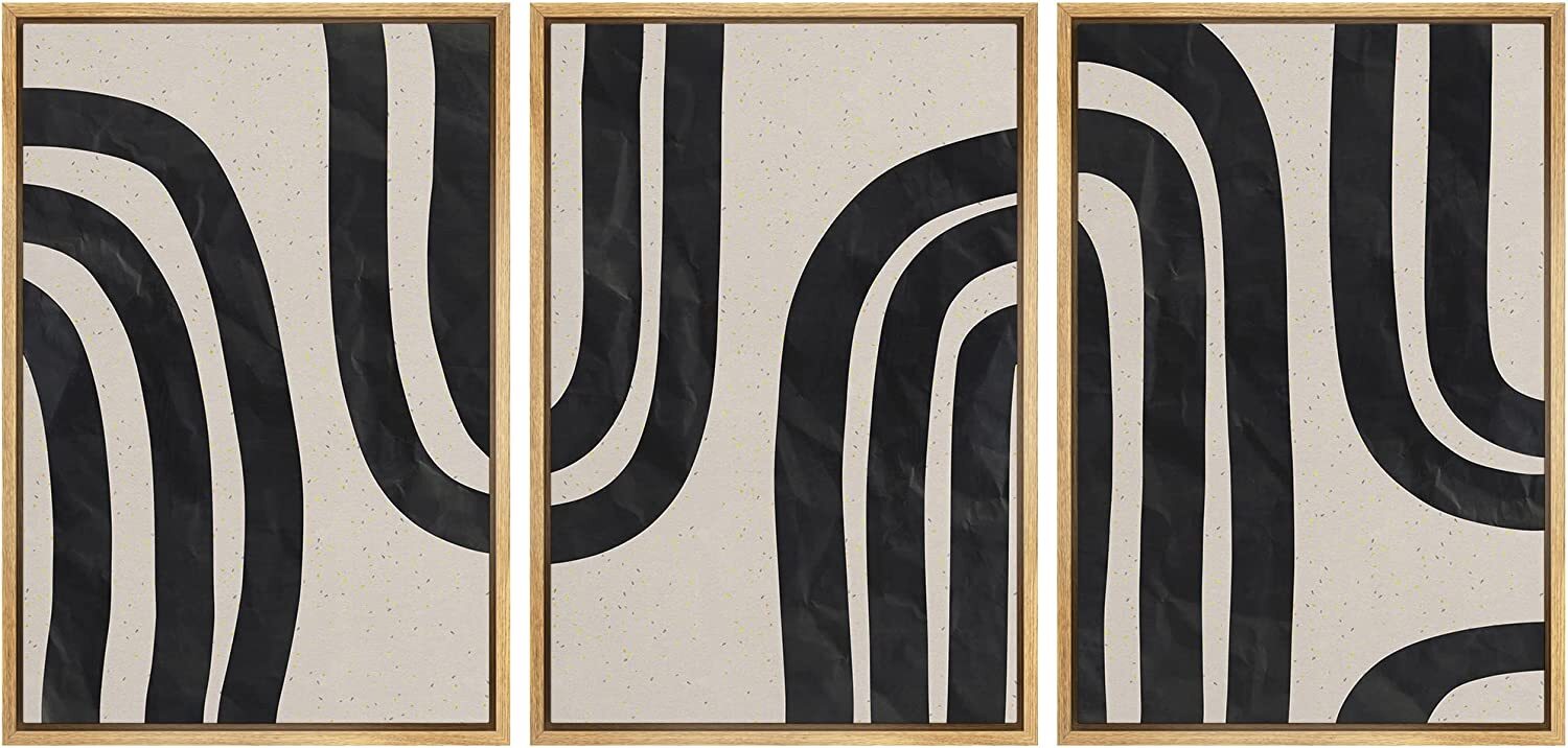 Geometric Wall Art Decor Minimalist Abstract Modern Framed Canvas Print Set of 3