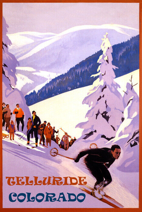 WINTER SPORTS TELLURIDE COLORADO USA SKI DOWNHILL SKIING SNOWBOARDING POSTER