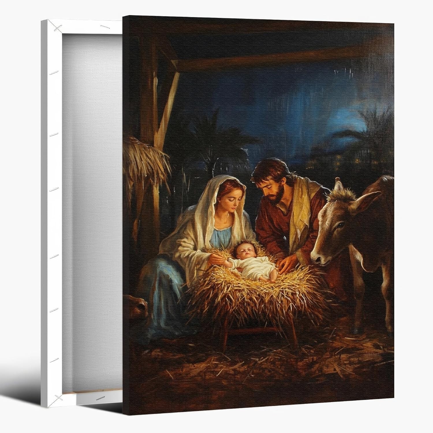Nativity Scene CANVAS Wall Art,Baby Jesus Mary and Joseph POSTER,Christmas Decor