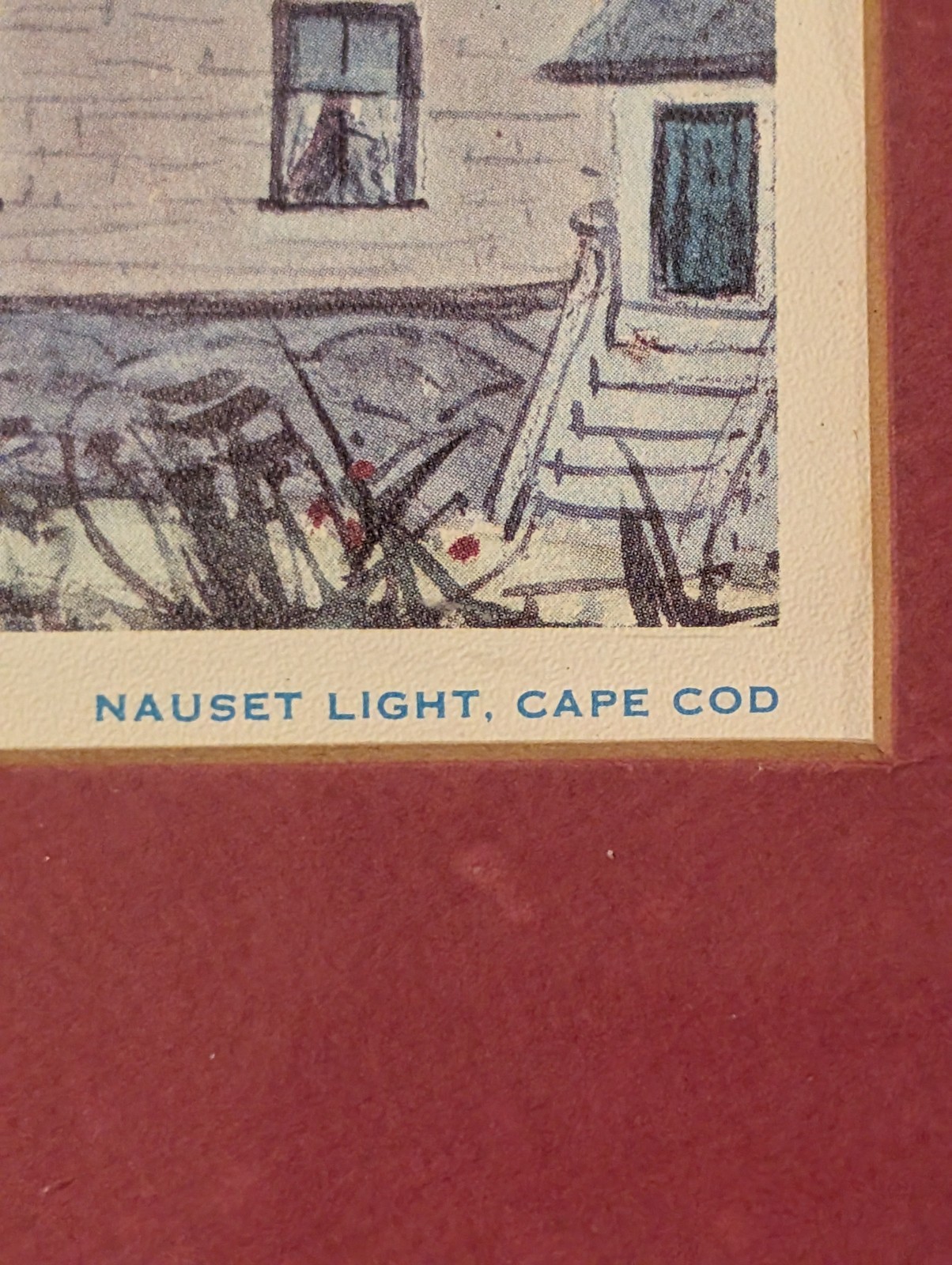 Vtg Nauset Light Cape Cod Brian Truelove Glass Wood Framed Picture 12 1/2 X 11