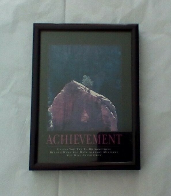 Achievement Desk Picture Motivational Print Rock Tree Black Frame – Successories