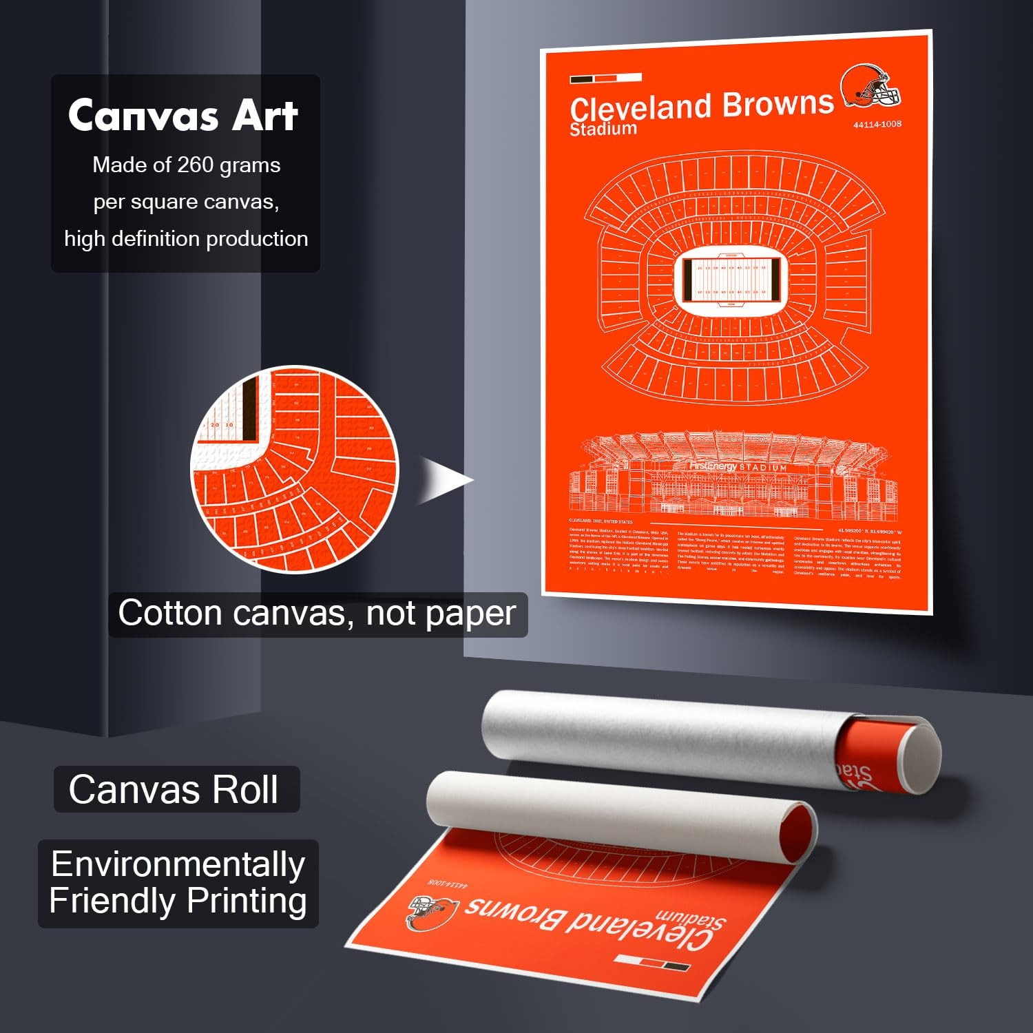 SPASAV (Unframed 11″x17″) ClevelandBrowns Stadium 17″L x 11″W, 01-Unframed