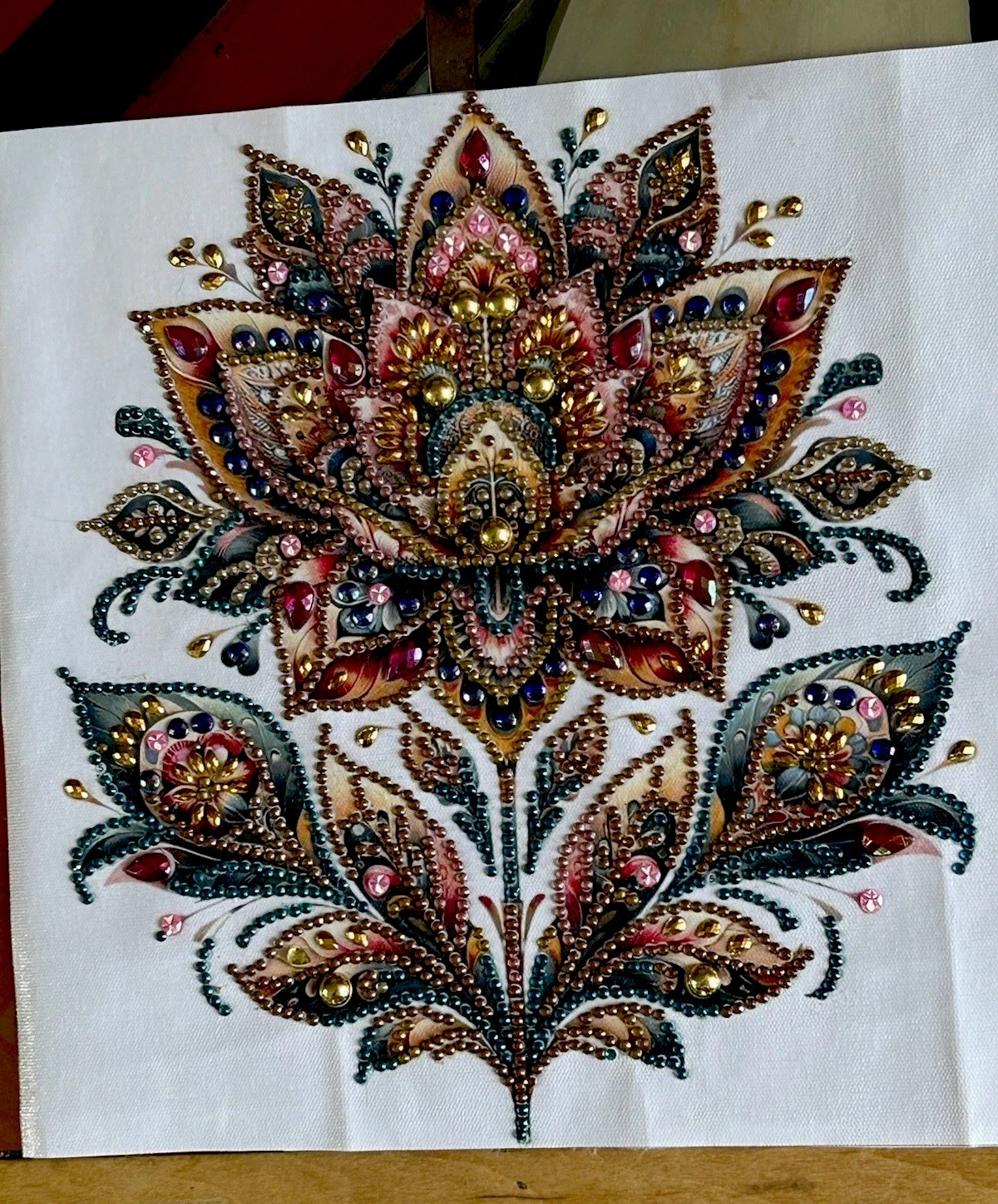 10×10” Beaded Art, Finished Diamond Painting Home Decor Beautiful Flower Bouquet