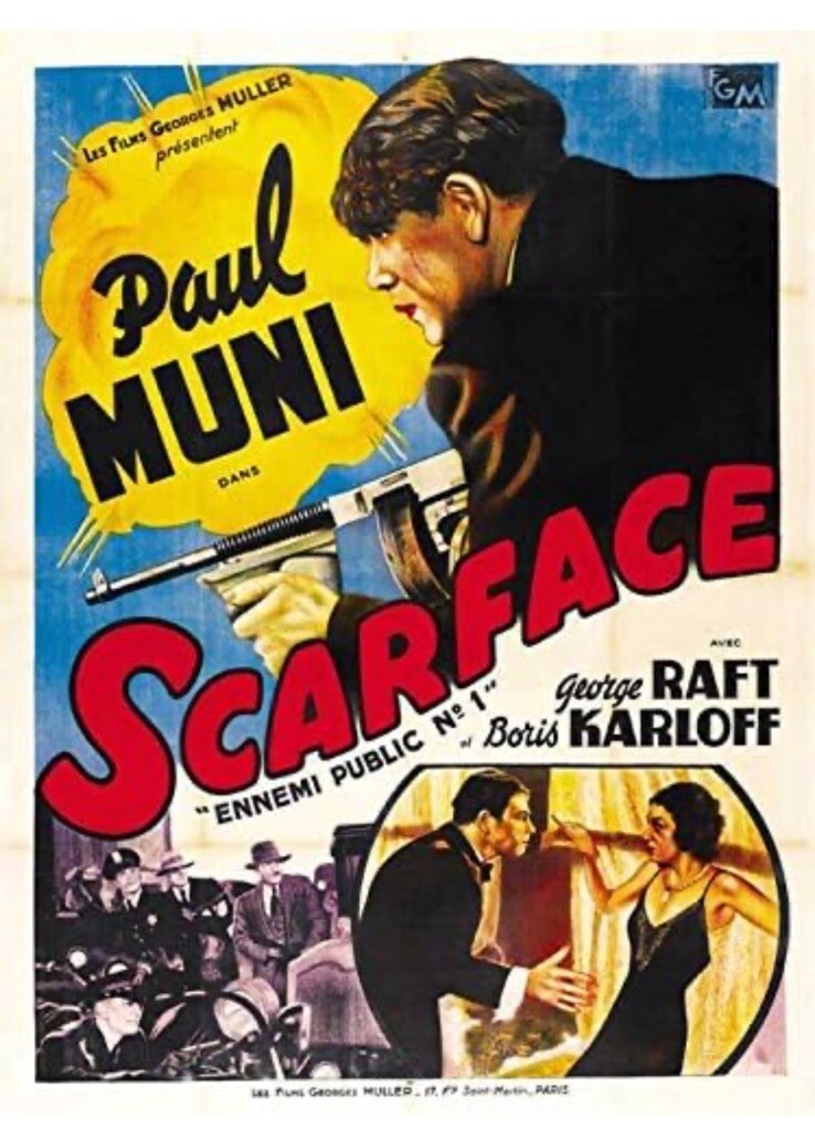 Scarface 1932 Movie Paul Muni 11.75×17.75 Canvas Wall Art Poster Print Picture
