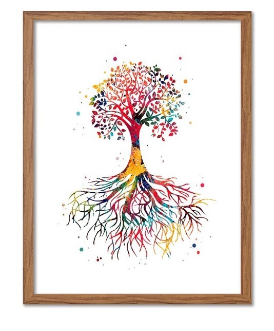 Tree Rooted Family Watercolor Art 8×10 Unframed Print Wedding Gift Archival Fine