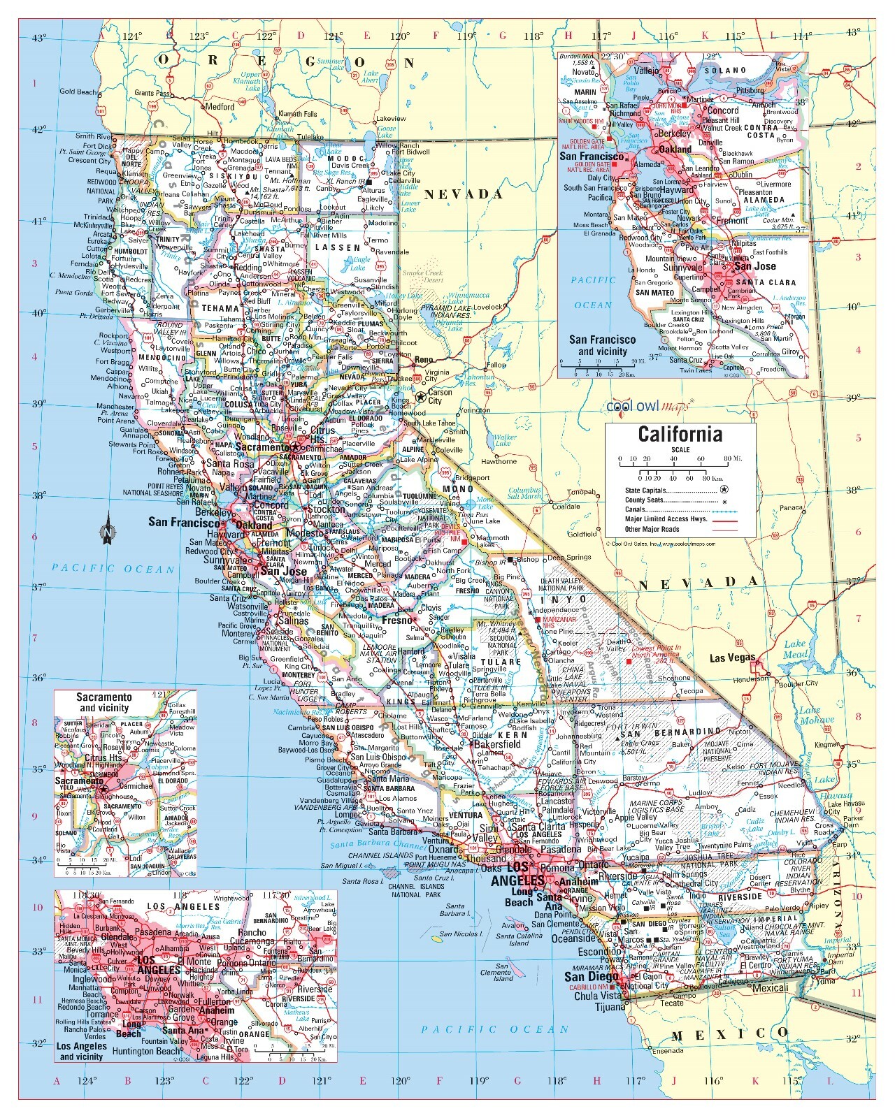 California State Wall Map Large Print Poster – Rolled Paper 24″x30″