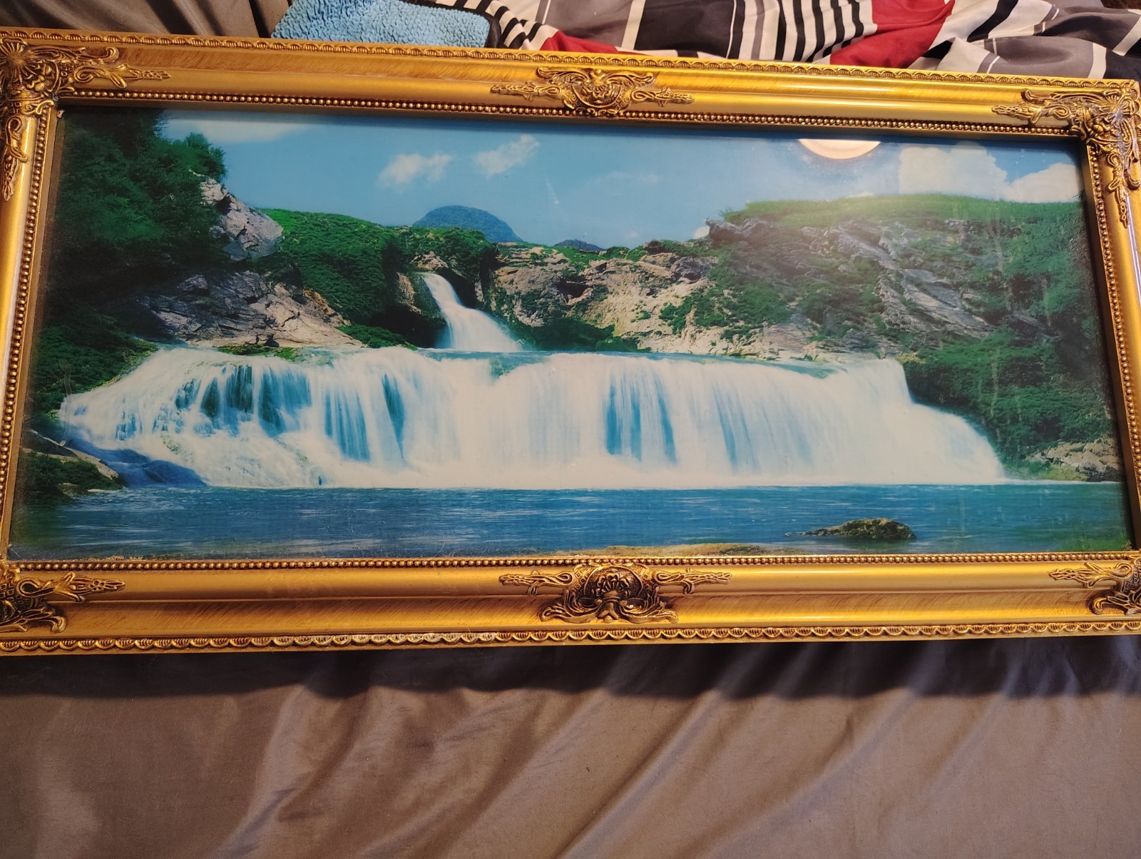 Framed Waterfall moving picture w/ lights