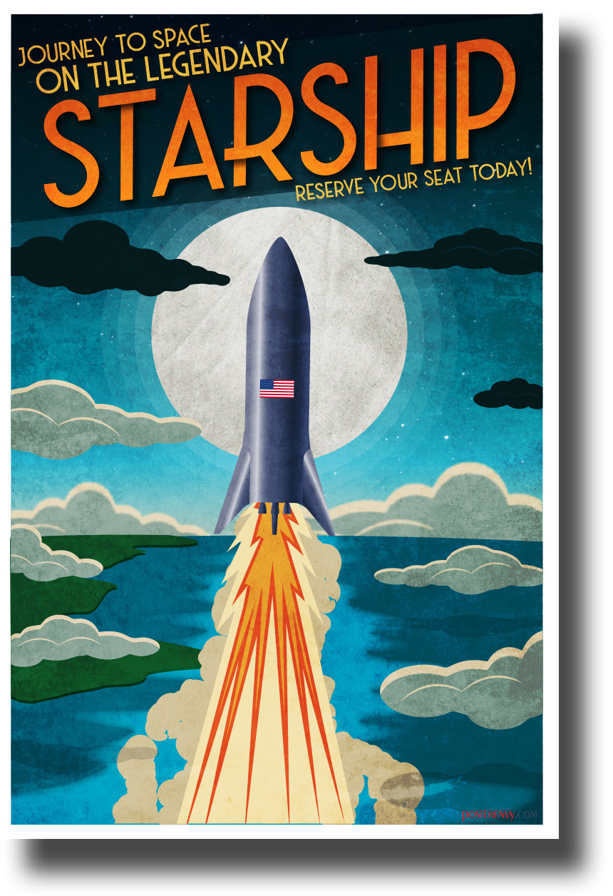 Journey to Space on the Legendary Starship – NEW Humor Novelty Vintage POSTER