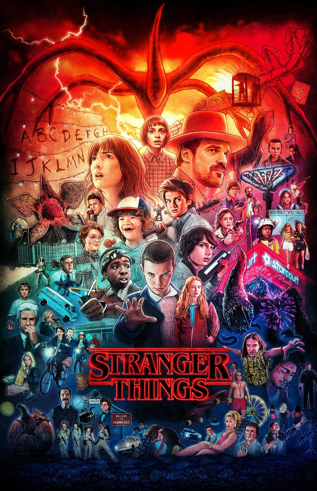 AA4340 Stranger Things Show By Matt Duffer 2016 Full Cast Movie Poster 11×17