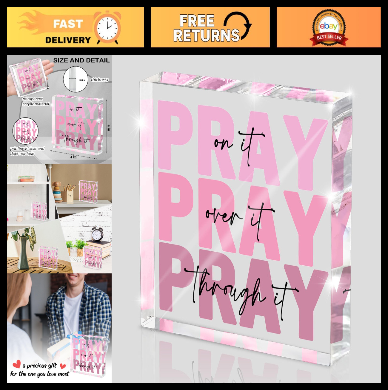 Inspirational Pink Bible Verse Wall Art – Christian Gifts for Women, 4×4 Inches