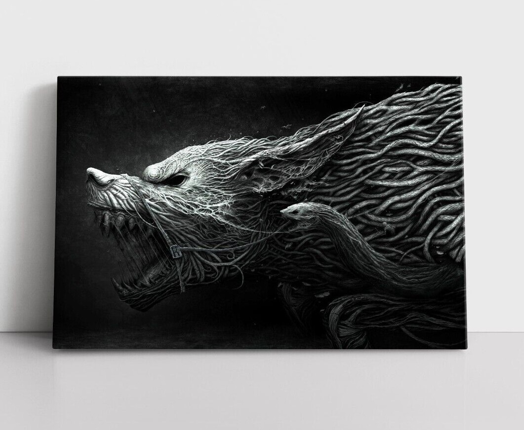 Norse Wolf Art Print | Framed Canvas Viking Warrior Wall Hanging Fighter Art