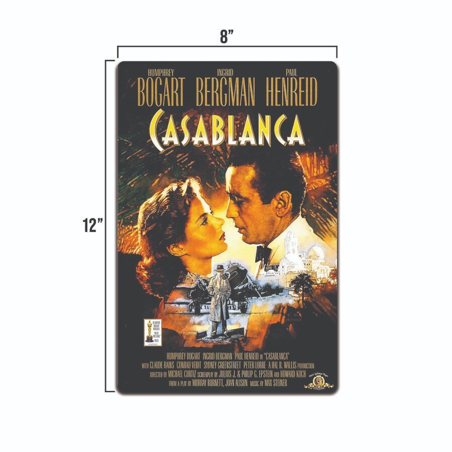 Classics CASABLANCA Humphrey Bogart Tin Sign Movie Poster Replica 8×12 inch